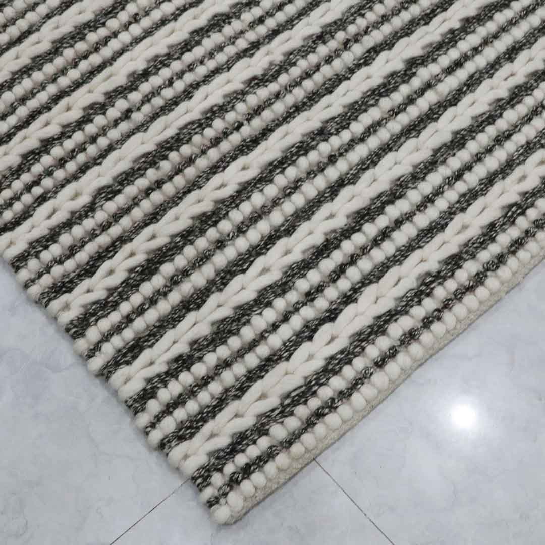 Ivory Charcoal Braided | Chunky Rugs Online